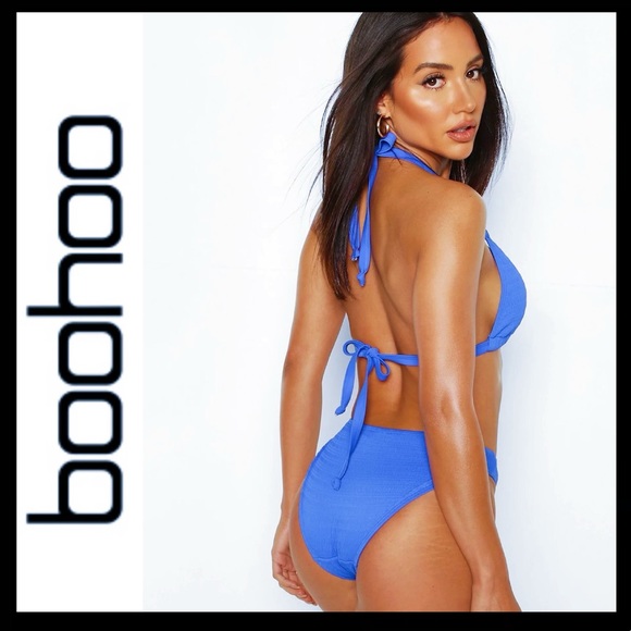 NWT Boohoo Crinkle Ring Triangle Bikini - Picture 3 of 11